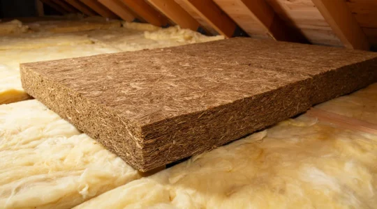 Isolation en laine de bois dans des combles avec mise en évidence du confort thermique estival