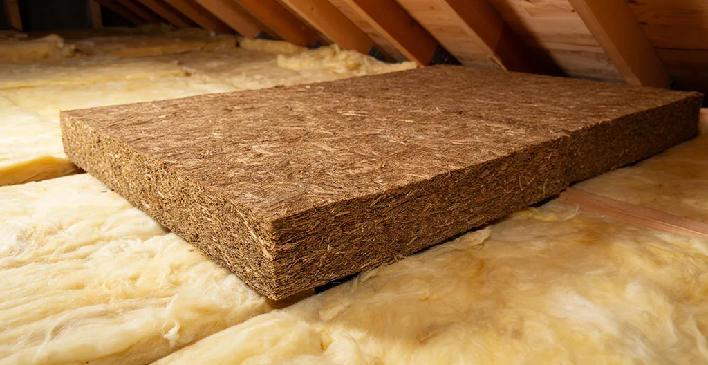 Isolation en laine de bois dans des combles avec mise en évidence du confort thermique estival