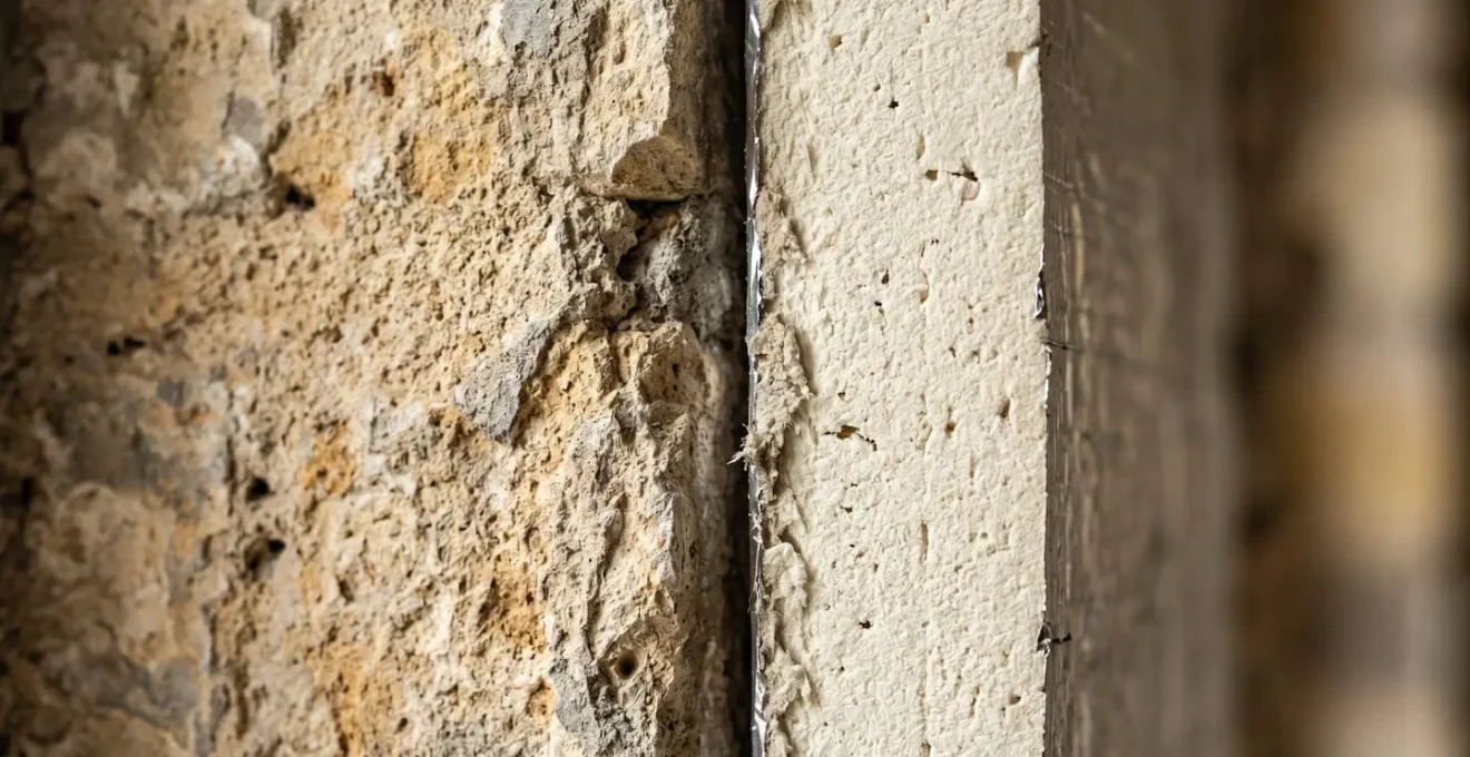 Détail architectural montrant la différence entre isolation moderne et ancienne sur une façade française