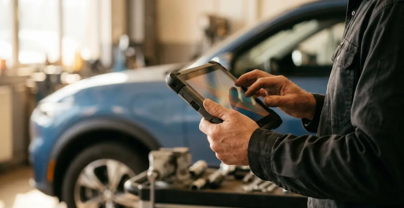 Diagnostic technique d'une batterie de voiture électrique avec outils professionnels