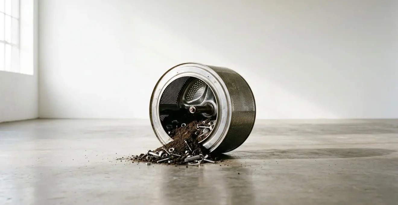Composition minimaliste montrant l'empreinte écologique de la fabrication d'électroménager