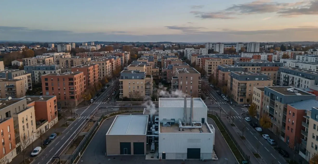 Infrastructure de réseau de chaleur urbain avec centrale biomasse en France